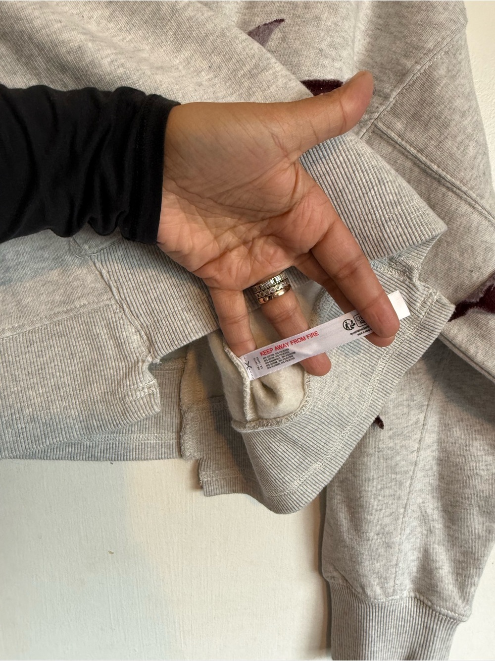 Out from under gray boxy cropped embroidered cut out star detail sweatshirt - Picture 5 of 6